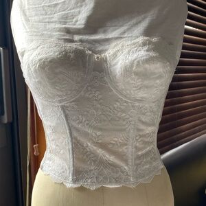 White Lace Strapless or with straps  Bustier or corset